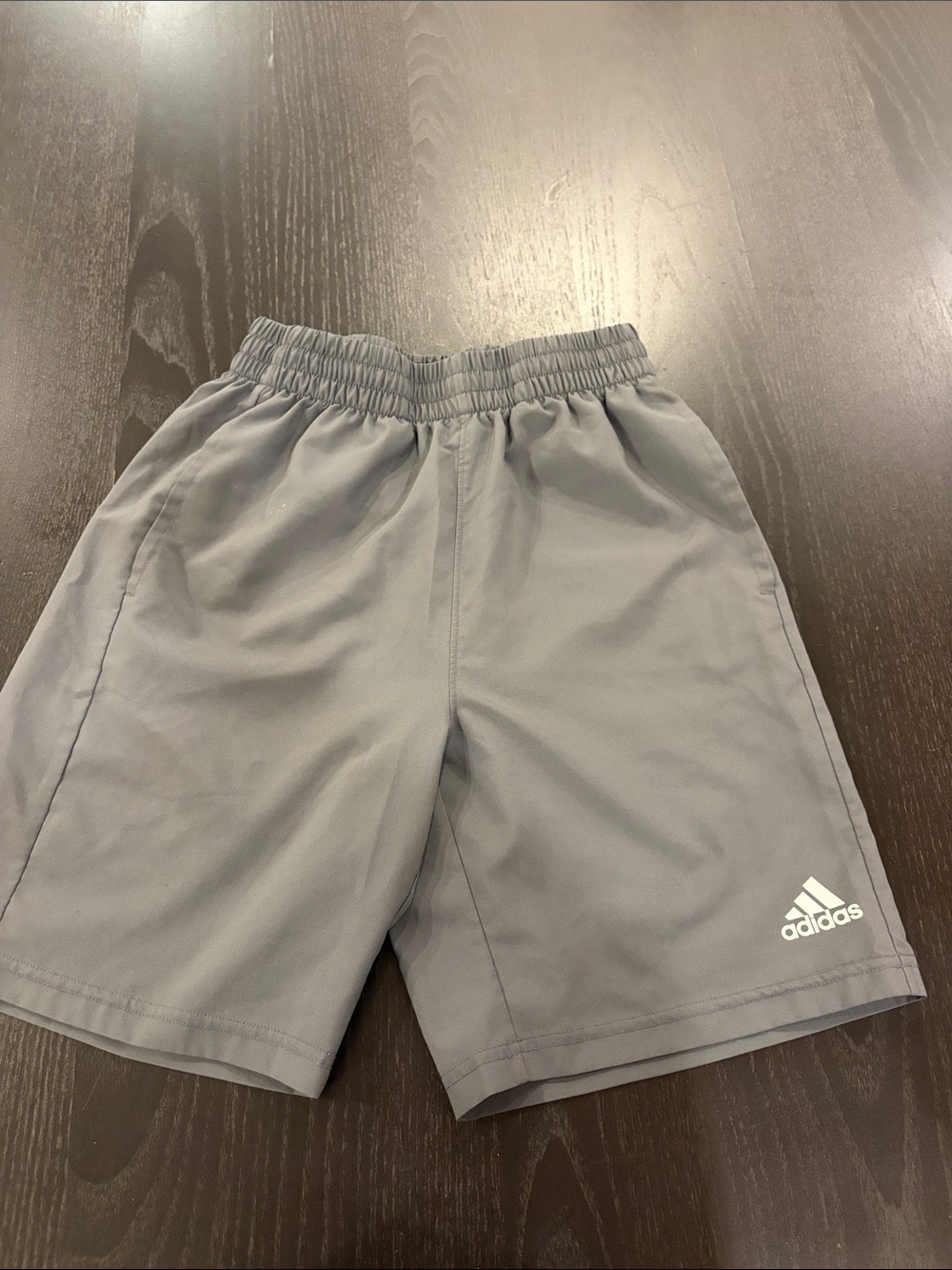 adidas boys Light Gray Athletic Shorts with Logo